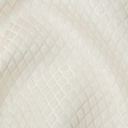 Polyester Jacquard - Ivory Diamonds - British Imported Detail