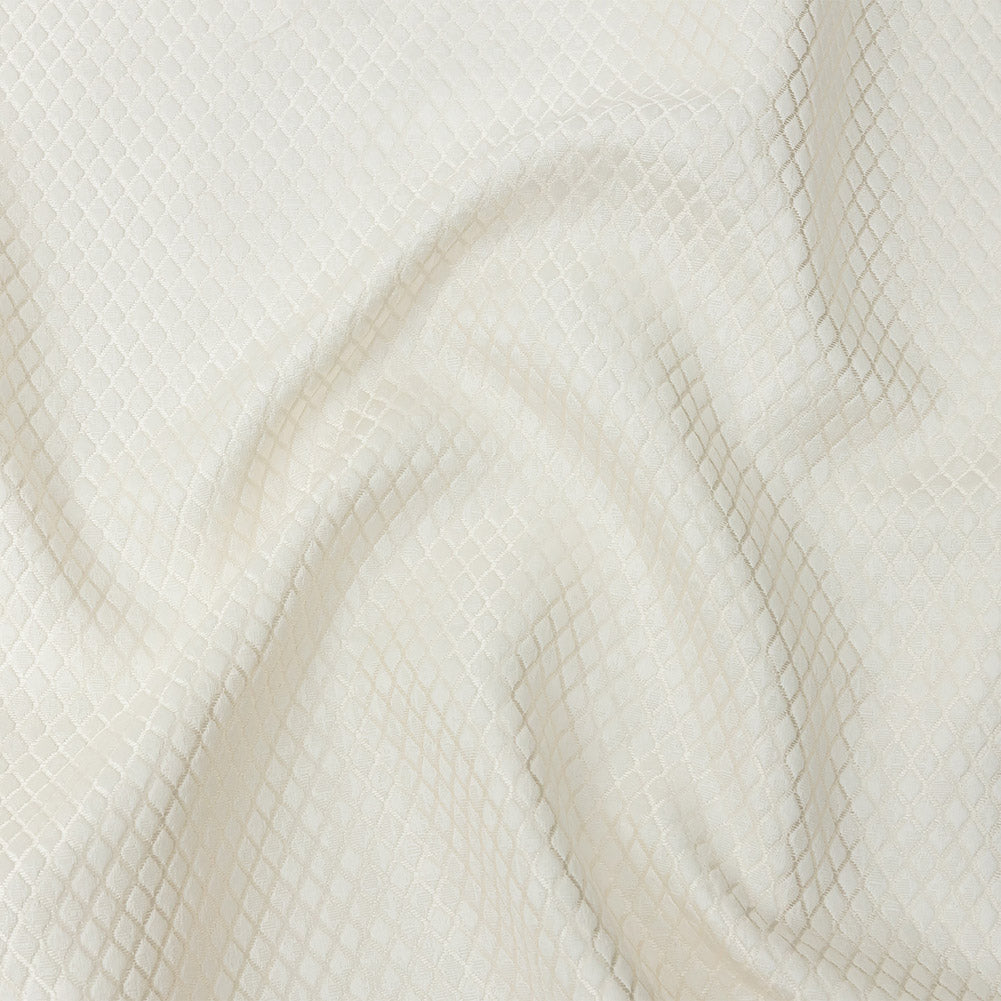 Polyester Jacquard - Ivory Diamonds - British Imported