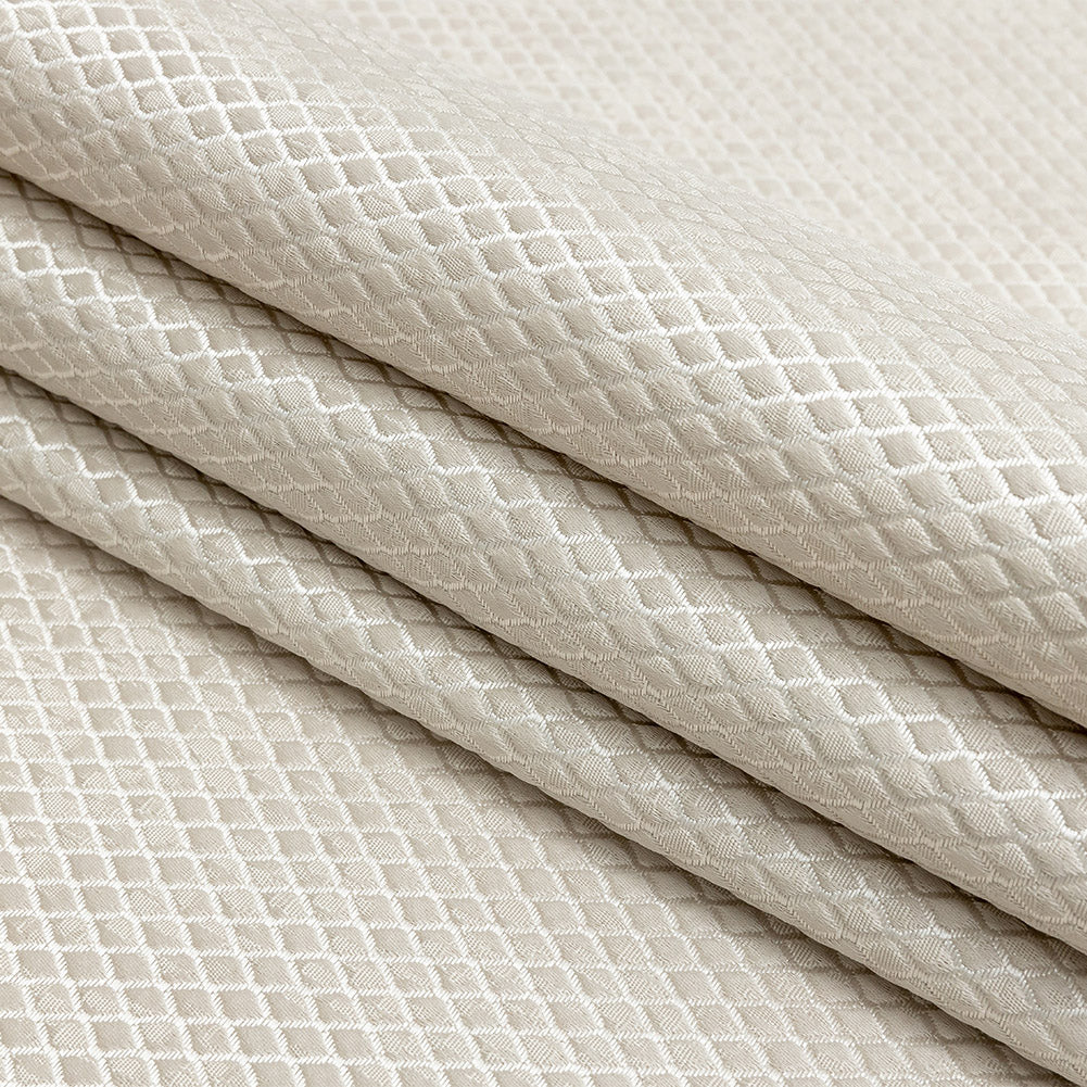 Polyester Jacquard - Taupe Diamonds - British Imported Folded