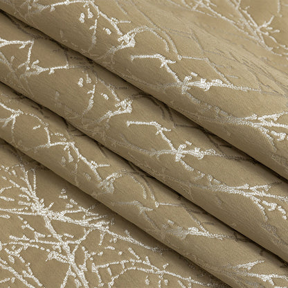 Polyester Jacquard - Gold Wintry Branches - British Imported Folded
