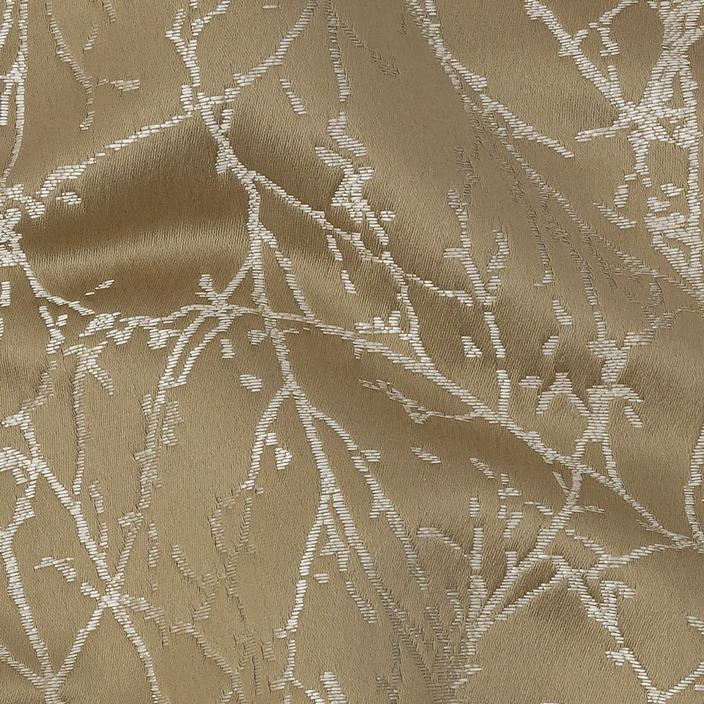 Polyester Jacquard - Gold Wintry Branches - British Imported Detail