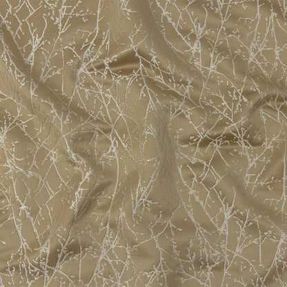 Polyester Jacquard - Gold Wintry Branches - British Imported