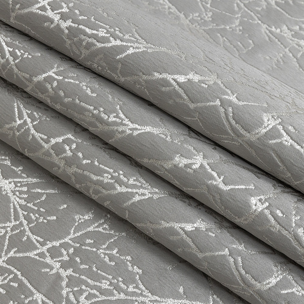 Polyester Jacquard - Graphite Wintry Branches - British Imported Folded