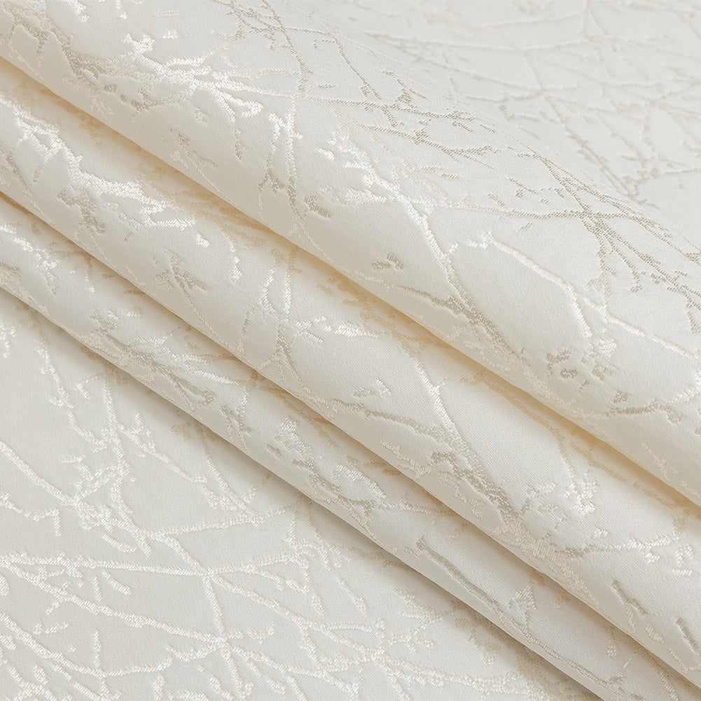 Polyester Jacquard - Ivory Wintry Branches - British Imported Folded