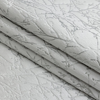 Polyester Jacquard - Platinum Wintry Branches - British Imported Folded