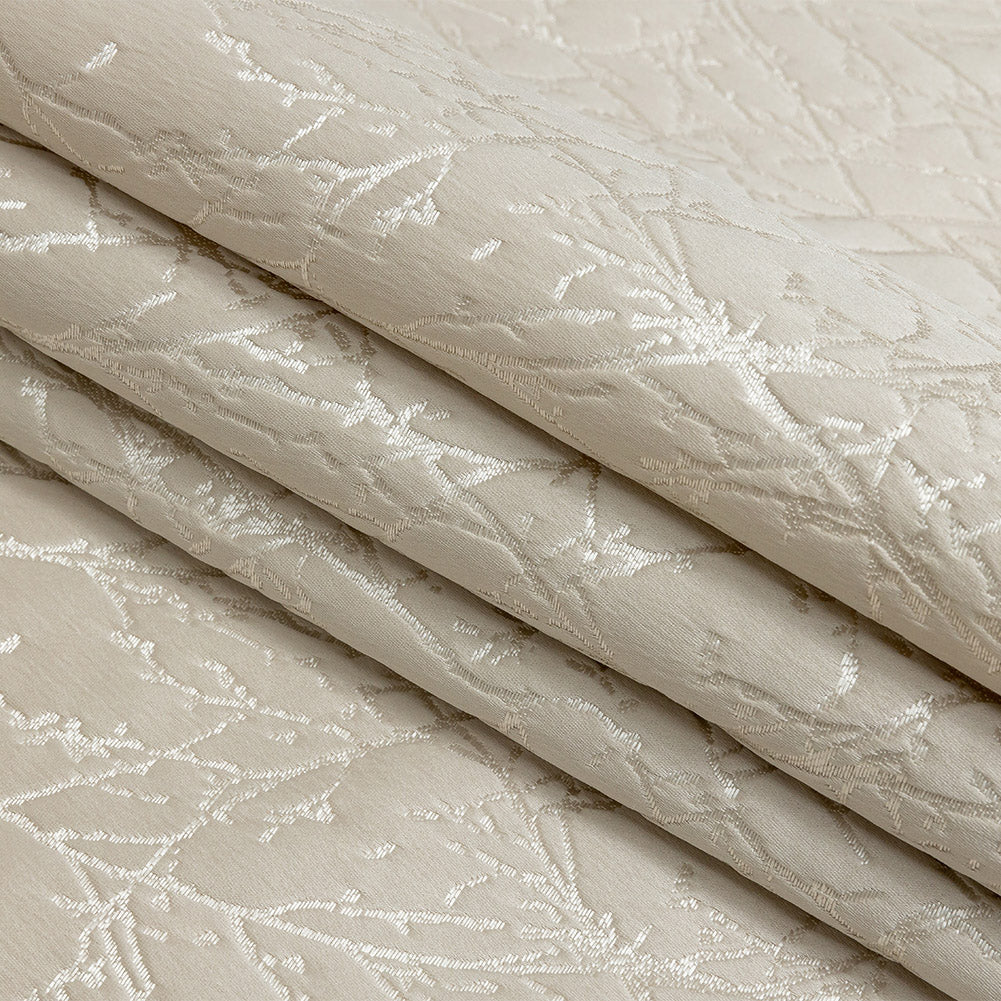 Polyester Jacquard - Taupe Wintry Branches - British Imported Folded