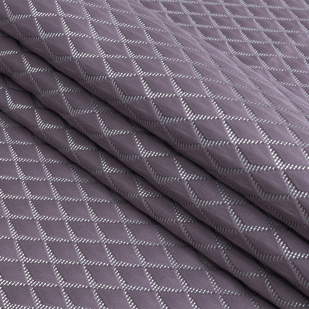 Satin-Faced Jacquard - Amethyst Shadow Diamonds - British Imported Folded