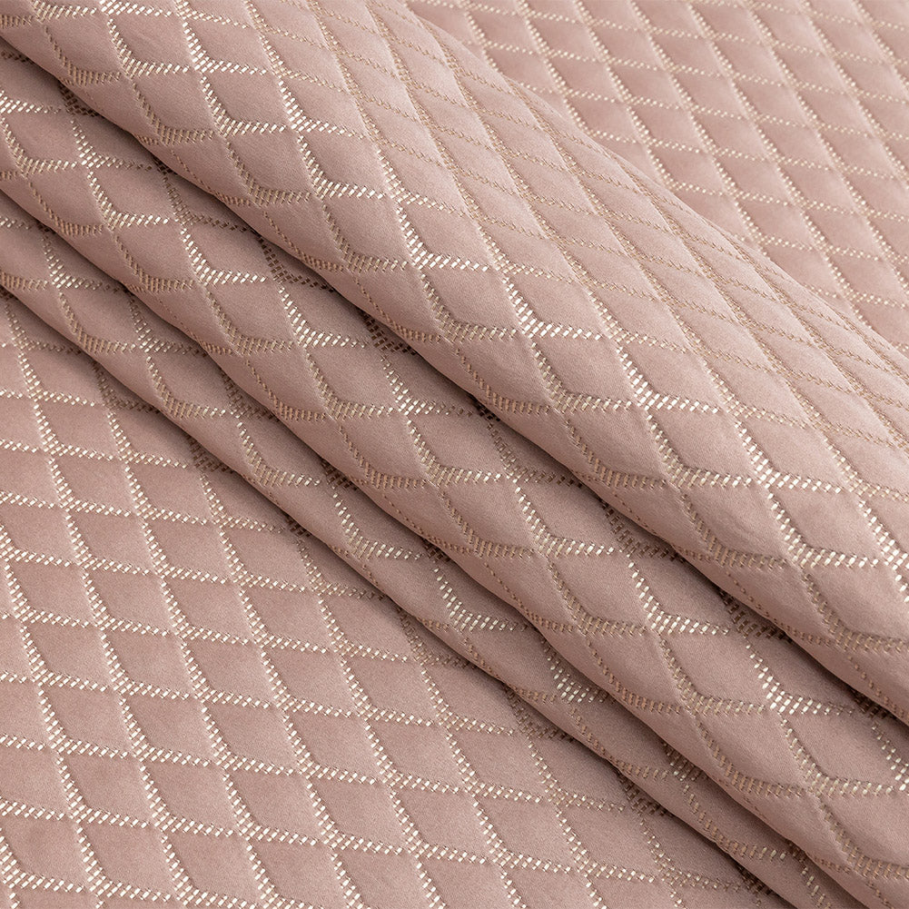 Satin-Faced Jacquard - Blush Shadow Diamonds - British Imported Folded