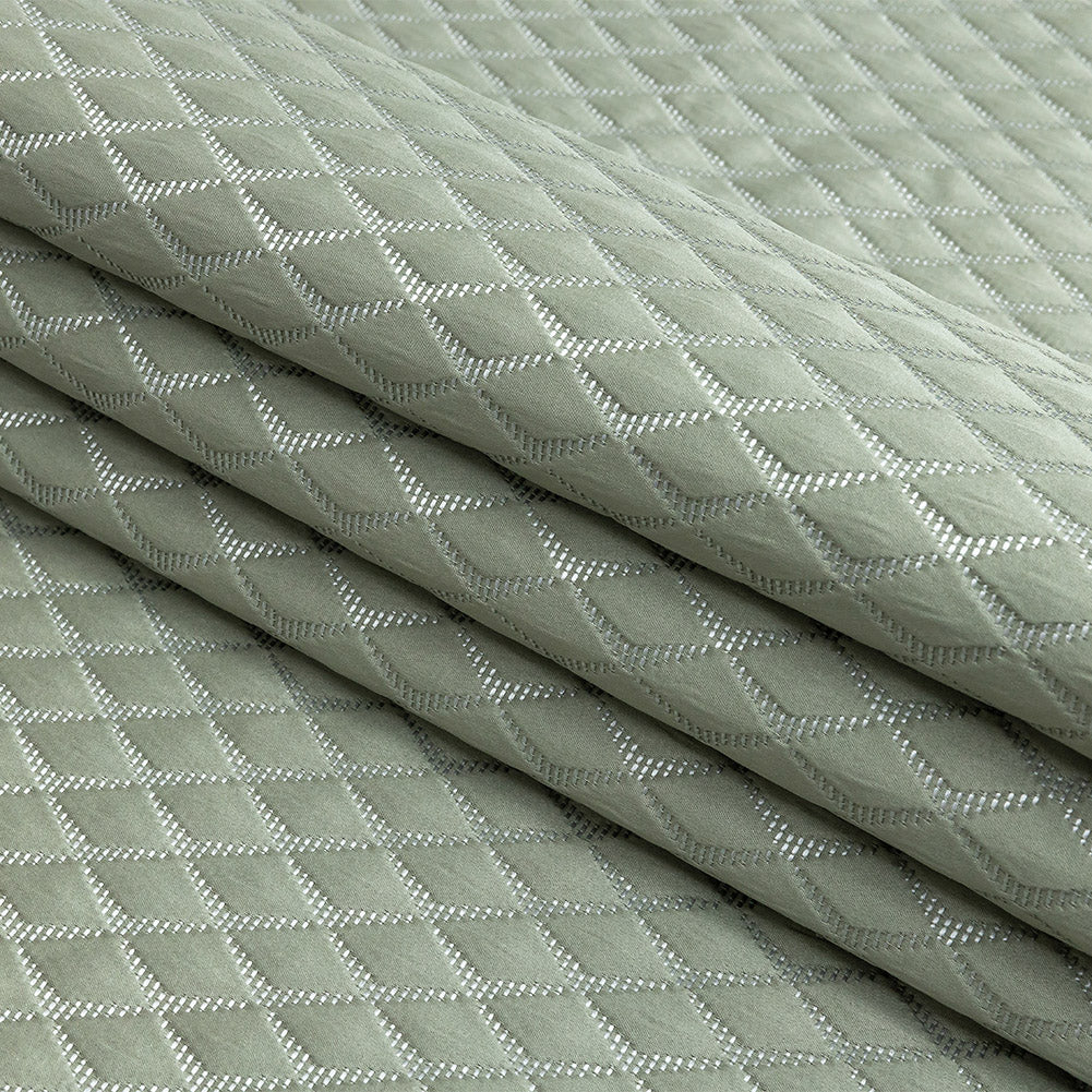 Satin-Faced Jacquard - Sage Shadow Diamonds - British Imported Folded