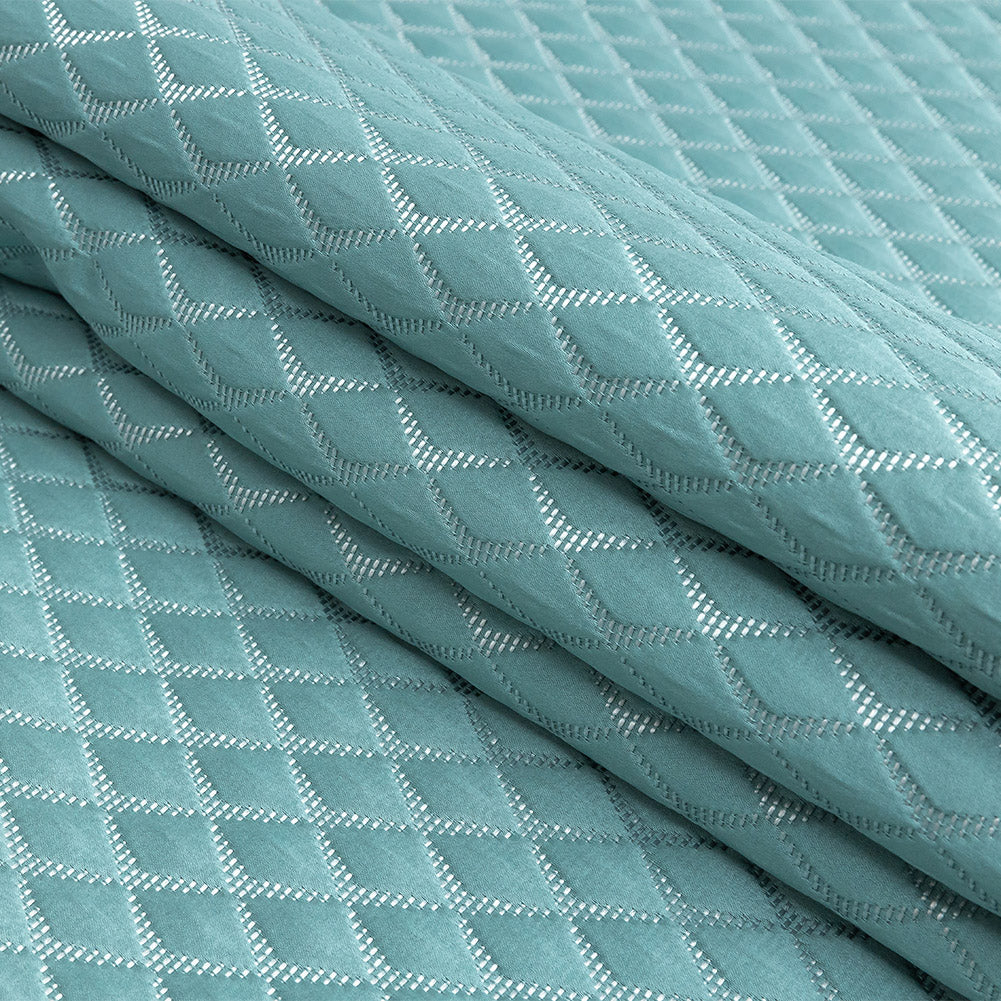 Satin-Faced Jacquard - Spa Shadow Diamonds - British Imported Folded