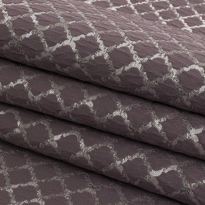 Drapery Jacquard - Amethyst Moroccan Quatrefoil - British Imported Folded