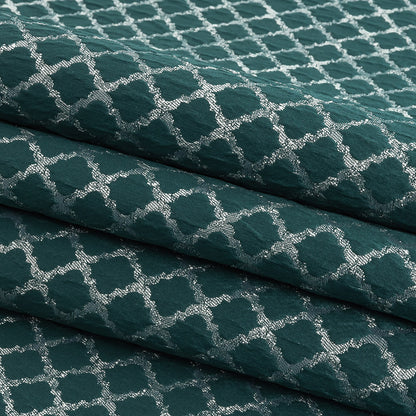 Drapery Jacquard - Emerald Moroccan Quatrefoil - British Imported Folded