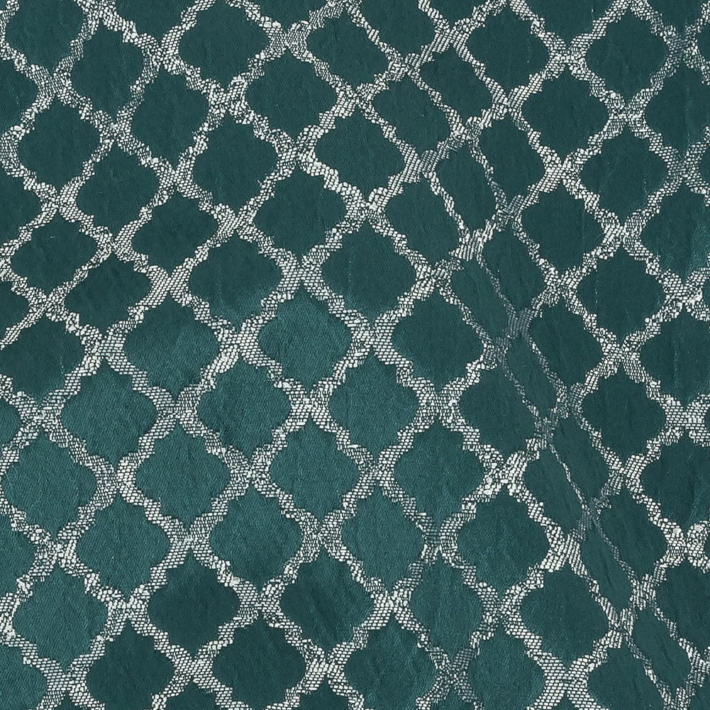 Drapery Jacquard - Emerald Moroccan Quatrefoil - British Imported Detail