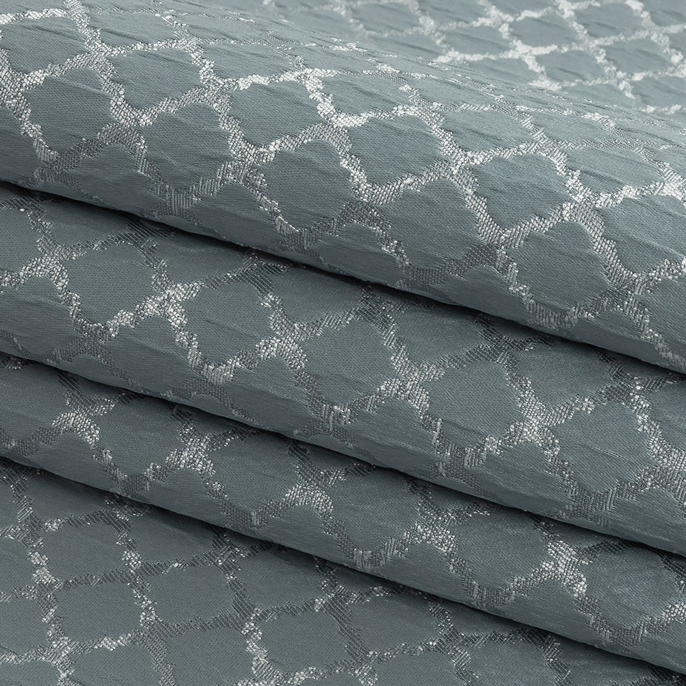 Drapery Jacquard - Ice Moroccan Quatrefoil - British Imported Folded