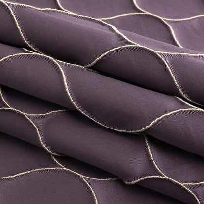 Satin-Faced Drapery Jacquard - Amethyst Ogees - British Imported Folded
