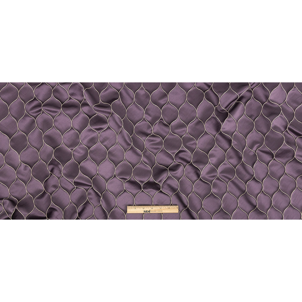 Satin-Faced Drapery Jacquard - Amethyst Ogees - British Imported Full