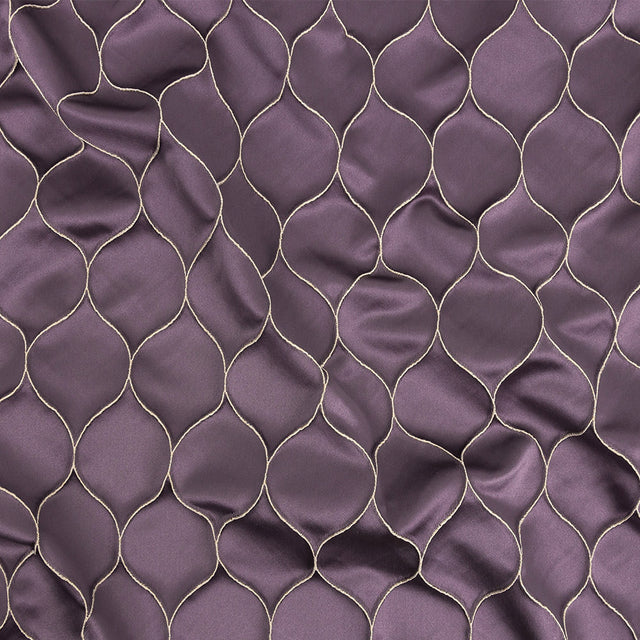 Satin-Faced Drapery Jacquard - Amethyst Ogees - British Imported