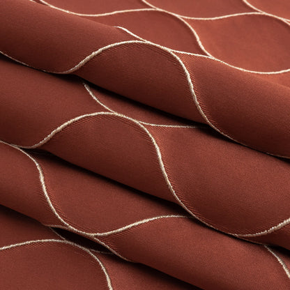 Satin-Faced Drapery Jacquard - Coral Ogees - British Imported Folded