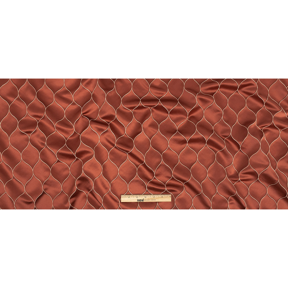 Satin-Faced Drapery Jacquard - Coral Ogees - British Imported Full