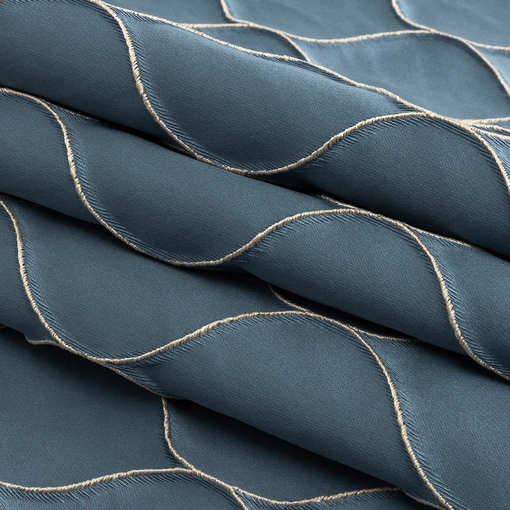 Satin-Faced Drapery Jacquard - Danube Ogees - British Imported Folded