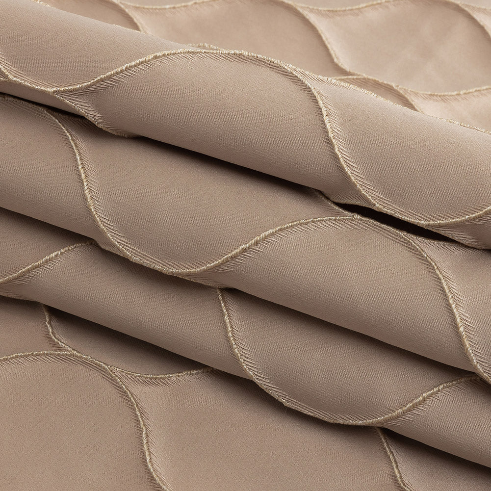 Satin-Faced Drapery Jacquard - Shell Ogees - British Imported Folded
