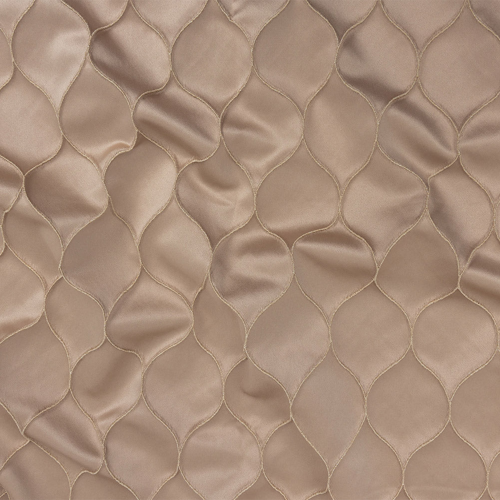 Satin-Faced Drapery Jacquard - Shell Ogees - British Imported