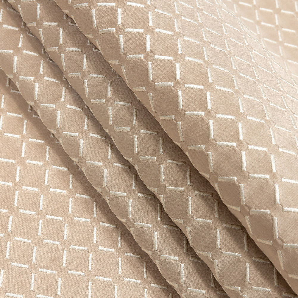 Satin-Faced Jacquard - Shell Broken Diamonds - British Imported Folded