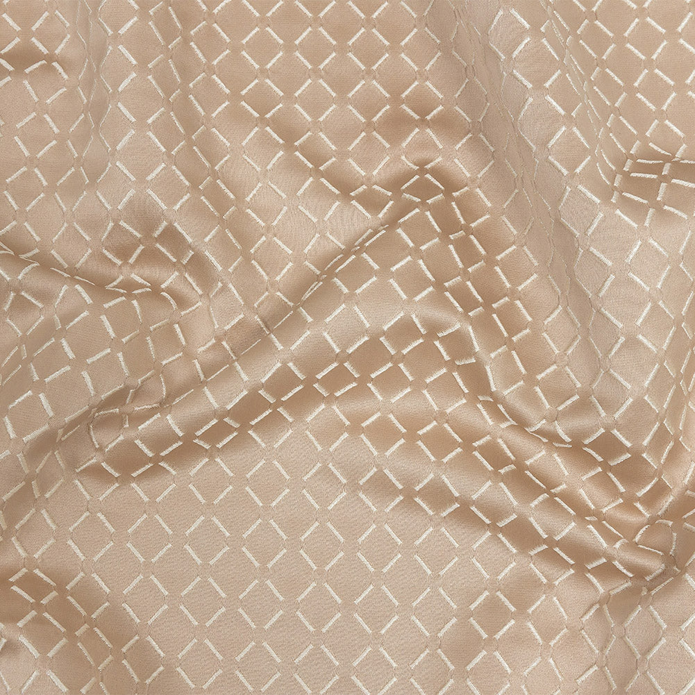 Satin-Faced Jacquard - Shell Broken Diamonds - British Imported