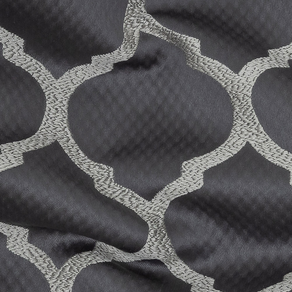 Satin-Faced Jacquard - Iris Moroccan Quatrefoil - British Imported Detail
