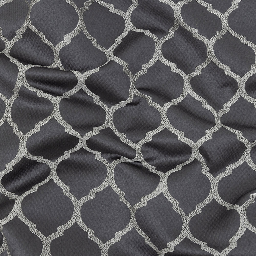 Satin-Faced Jacquard - Iris Moroccan Quatrefoil - British Imported
