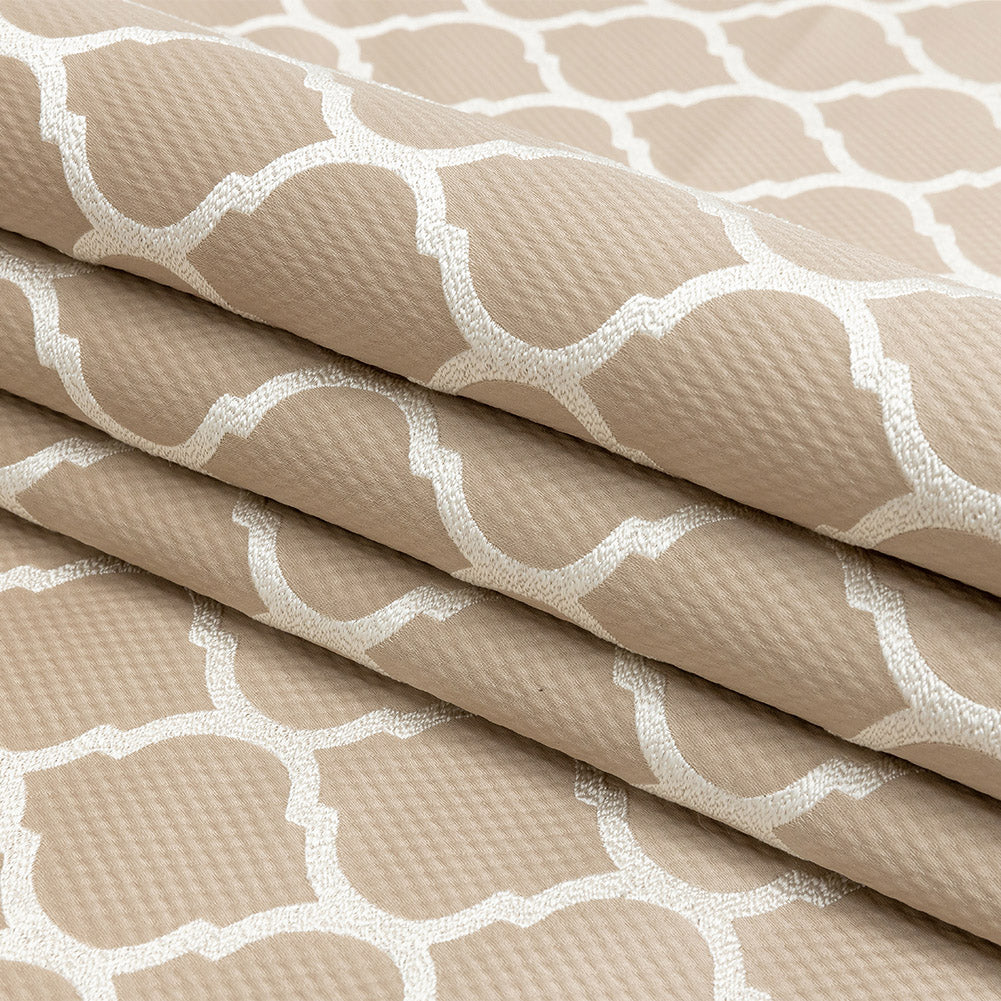Satin-Faced Jacquard - Nougat Moroccan Quatrefoil - British Imported Folded