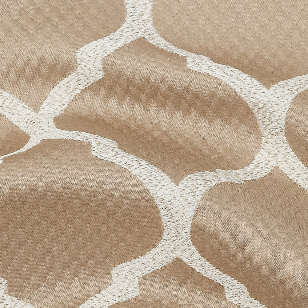 Satin-Faced Jacquard - Nougat Moroccan Quatrefoil - British Imported Detail