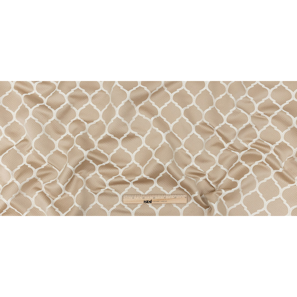Satin-Faced Jacquard - Nougat Moroccan Quatrefoil - British Imported Full