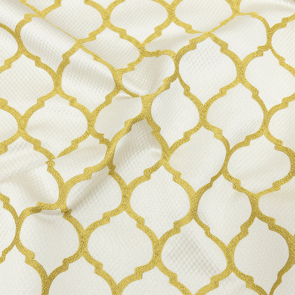 Satin-Faced Jacquard - Zest Moroccan Quatrefoil - British Imported