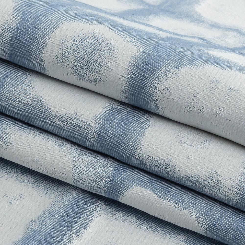 Drapery Jacquard - Denim Painterly Squares - British Imported Folded