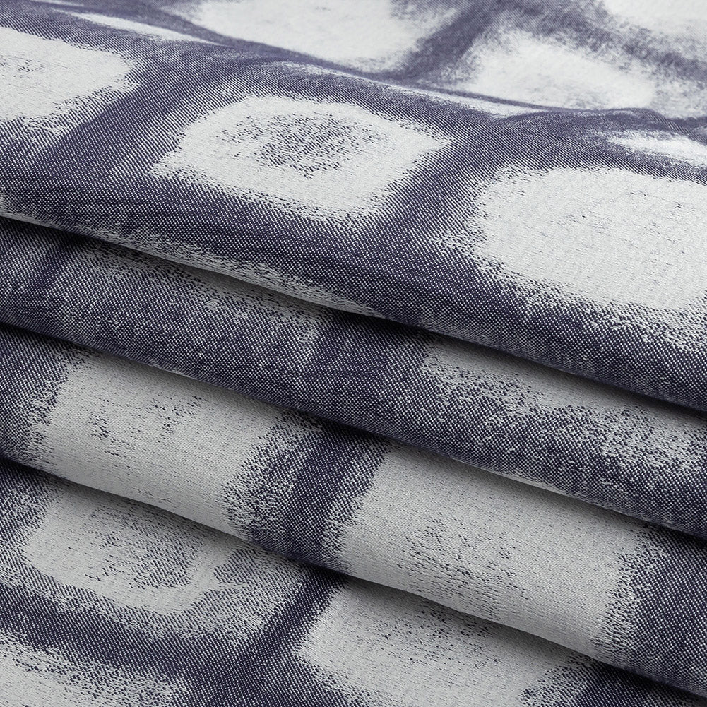 Drapery Jacquard - Indigo Painterly Squares - British Imported Folded