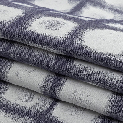 Drapery Jacquard - Indigo Painterly Squares - British Imported Folded