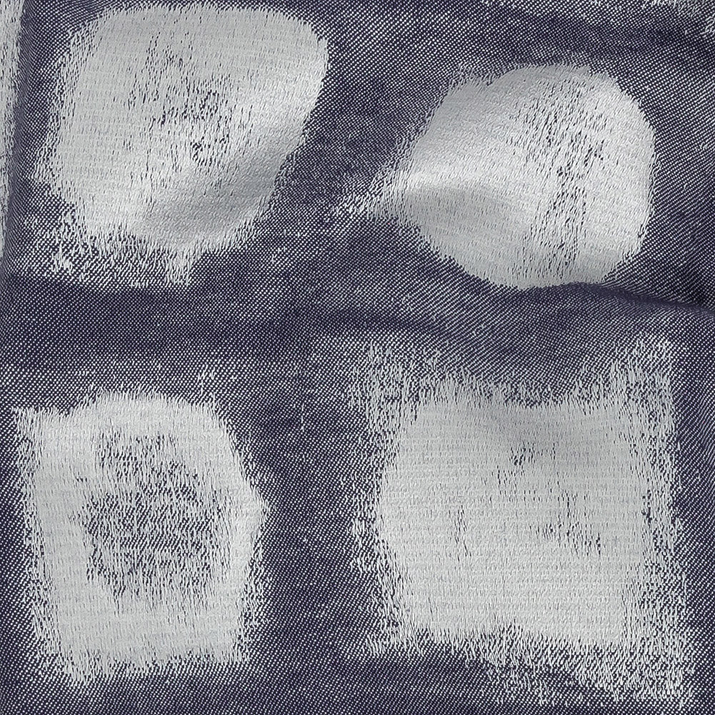 Drapery Jacquard - Indigo Painterly Squares - British Imported Detail