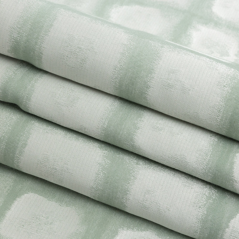 Drapery Jacquard - Sage Painterly Squares - British Imported Folded
