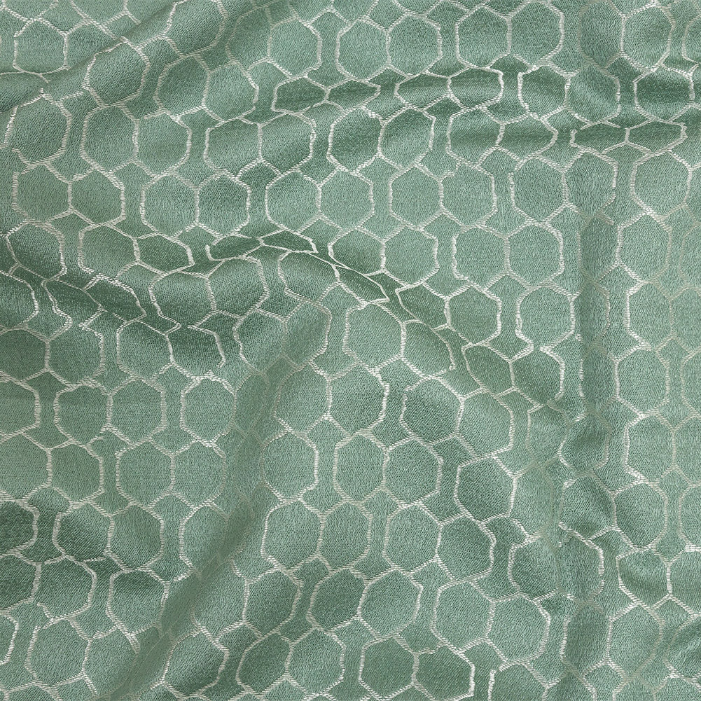 Polyester Jacquard - Sage Honeycombs - British Imported