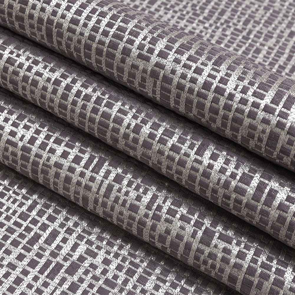 Polyester Jacquard - Amethyst Grid - British Imported Folded