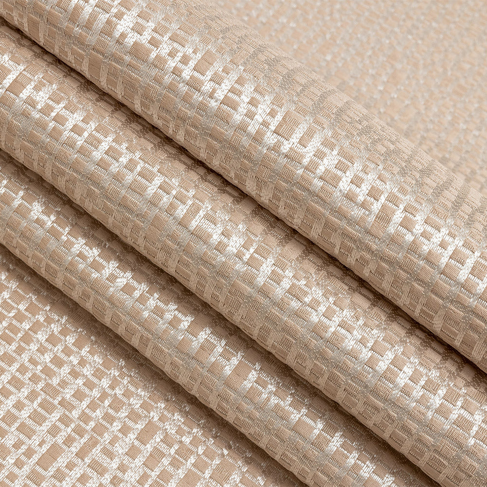 Polyester Jacquard - Cantaloupe Grid - British Imported Folded