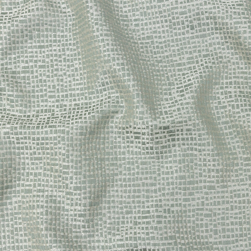 Polyester Jacquard - Seafoam Grid - British Imported