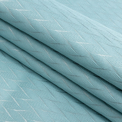 Drapery Jacquard - Aquamarine Flowing Leaves - British Imported Folded