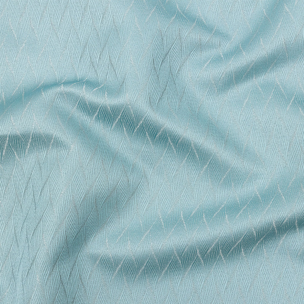 Drapery Jacquard - Aquamarine Flowing Leaves - British Imported