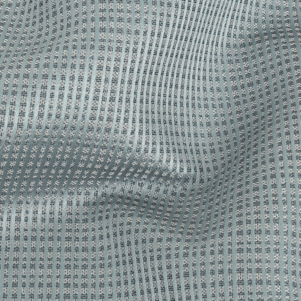 Gridded Polyester Woven - Ice - British Imported Detail