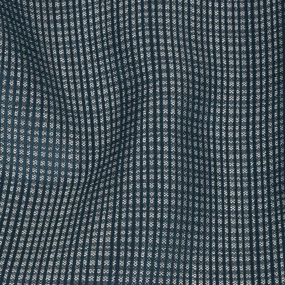 Gridded Polyester Woven - Indigo - British Imported Detail