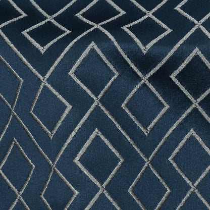 Satin-Faced Jacquard - Indigo Diamond Fret - British Imported Detail