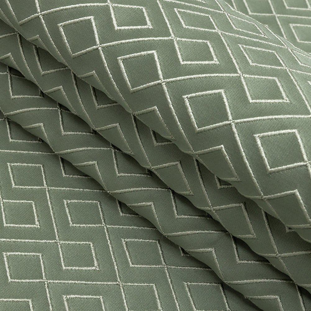 Satin-Faced Jacquard - Sage Diamond Fret - British Imported Folded