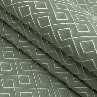 Satin-Faced Jacquard - Sage Diamond Fret - British Imported Folded